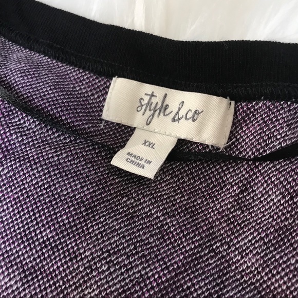 Style & Co Purple Windowpane Plaid & Floral Tunic Sweater NWT Size XXL Blouse - Picture 6 of 8